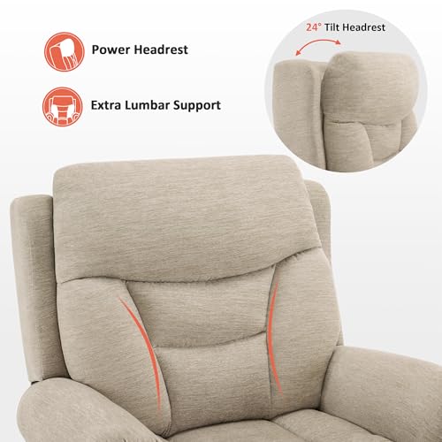 Triple Motor Power Lift Recliner Chair with Massage and Heating, Fabric C6385