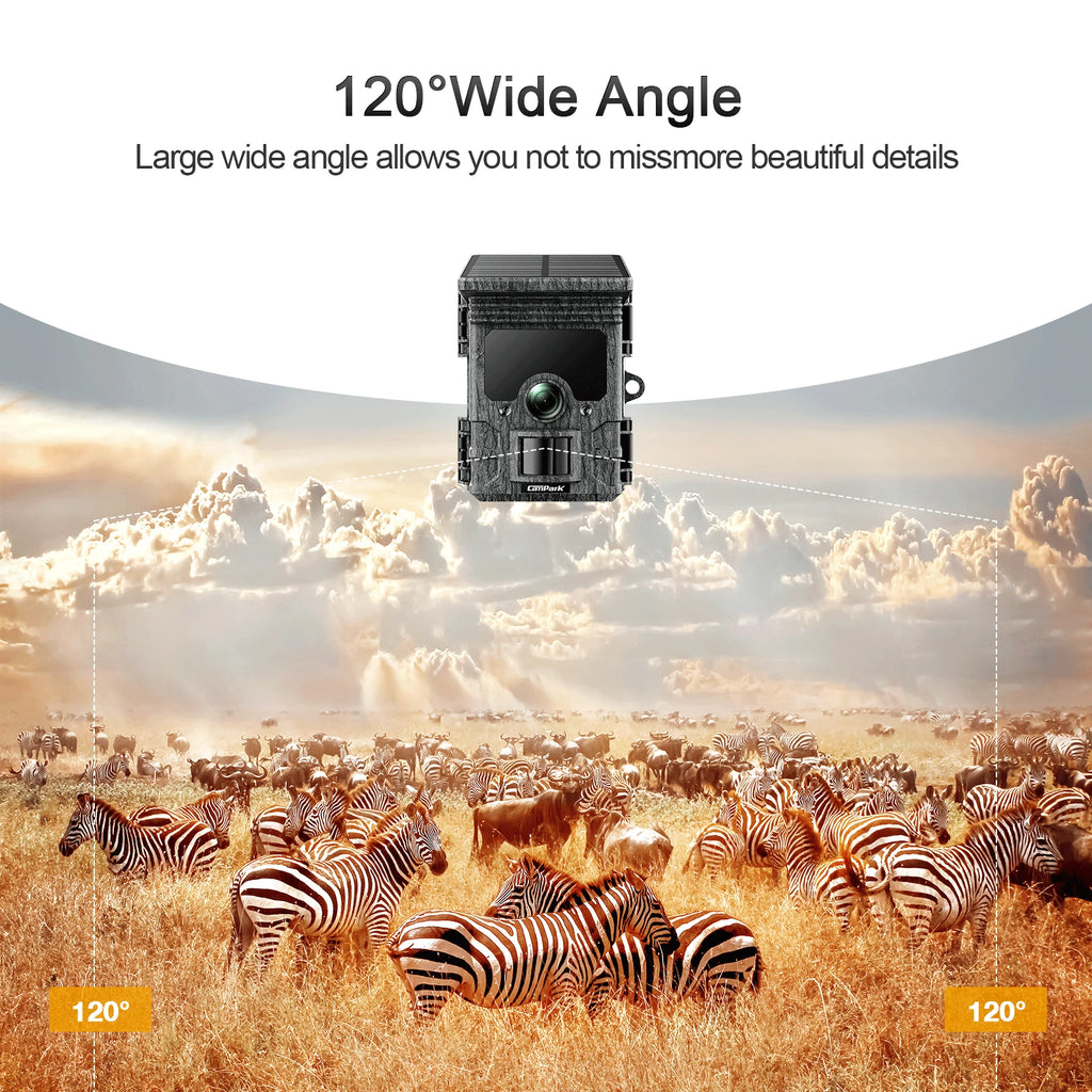 Solar Powered Trail Camera with SD Card Rechargeable 4400mAh 4K 48MP WiFi Night Vision Waterproof IP66 G705728