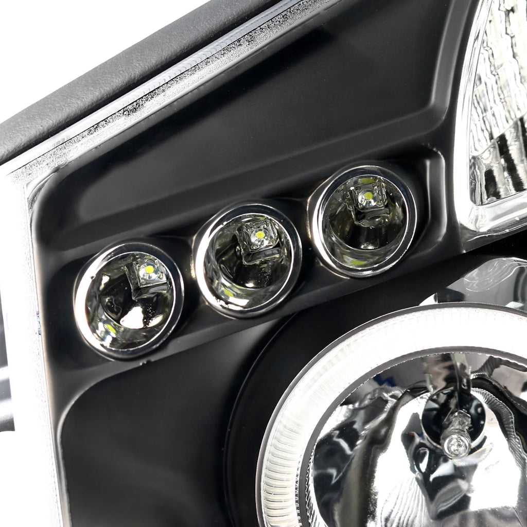 Black Halo Projector Headlights and LED Tail Lamps Combo for Nissan Titan H944