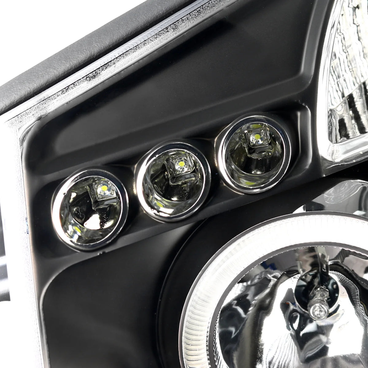 Black Halo Projector Headlights and LED Tail Lamps Combo for Nissan Titan H944