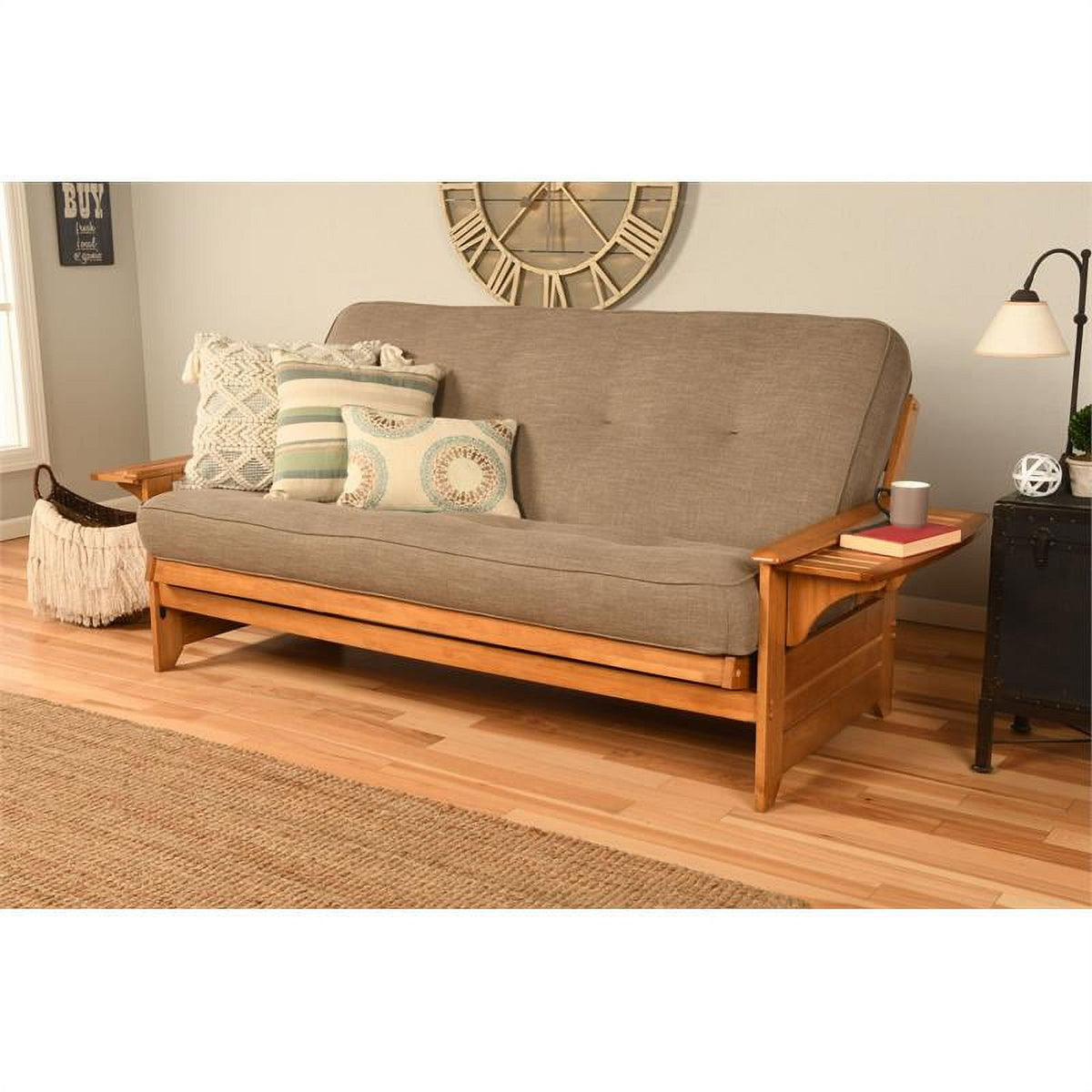 Full-size Linen Fabric Futon Mattress in Stone Gray W128