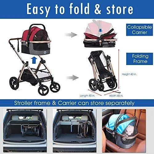 Pet Stroller with Detachable Carrier Z258352