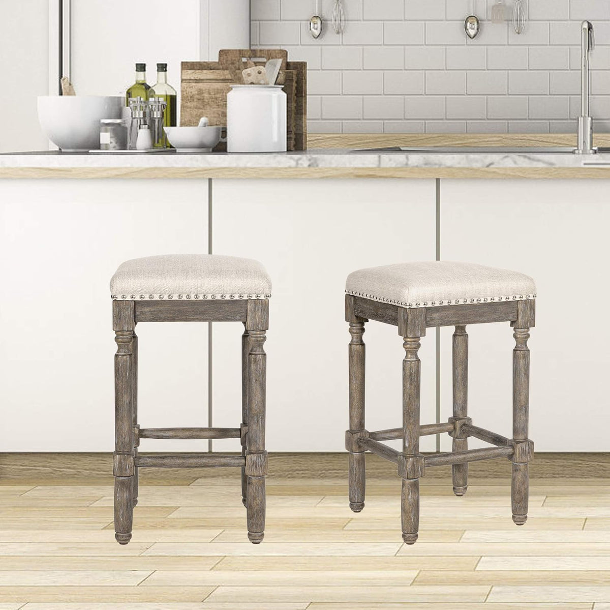 Taupe Barstool 26 Inch Seat Height Set of 1 O2874