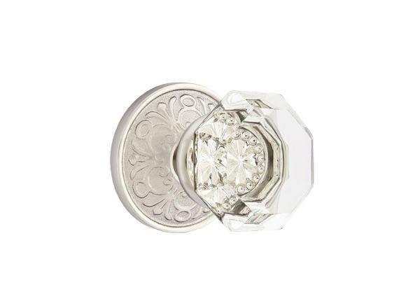 Satin Nickel Passage Set with Crystal Knob L3286