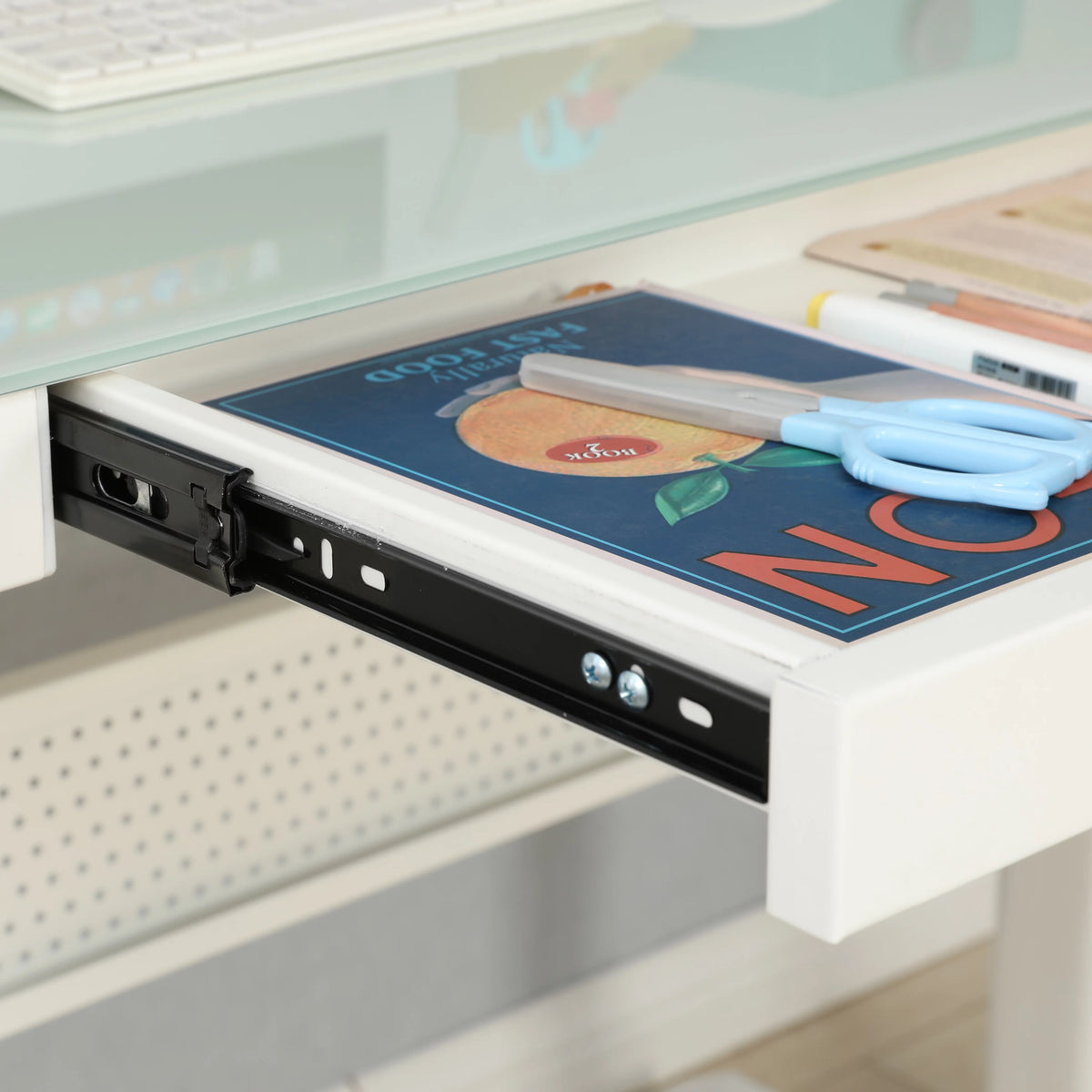 Adjustable Height Standing Desk with Metal Drawer A469060