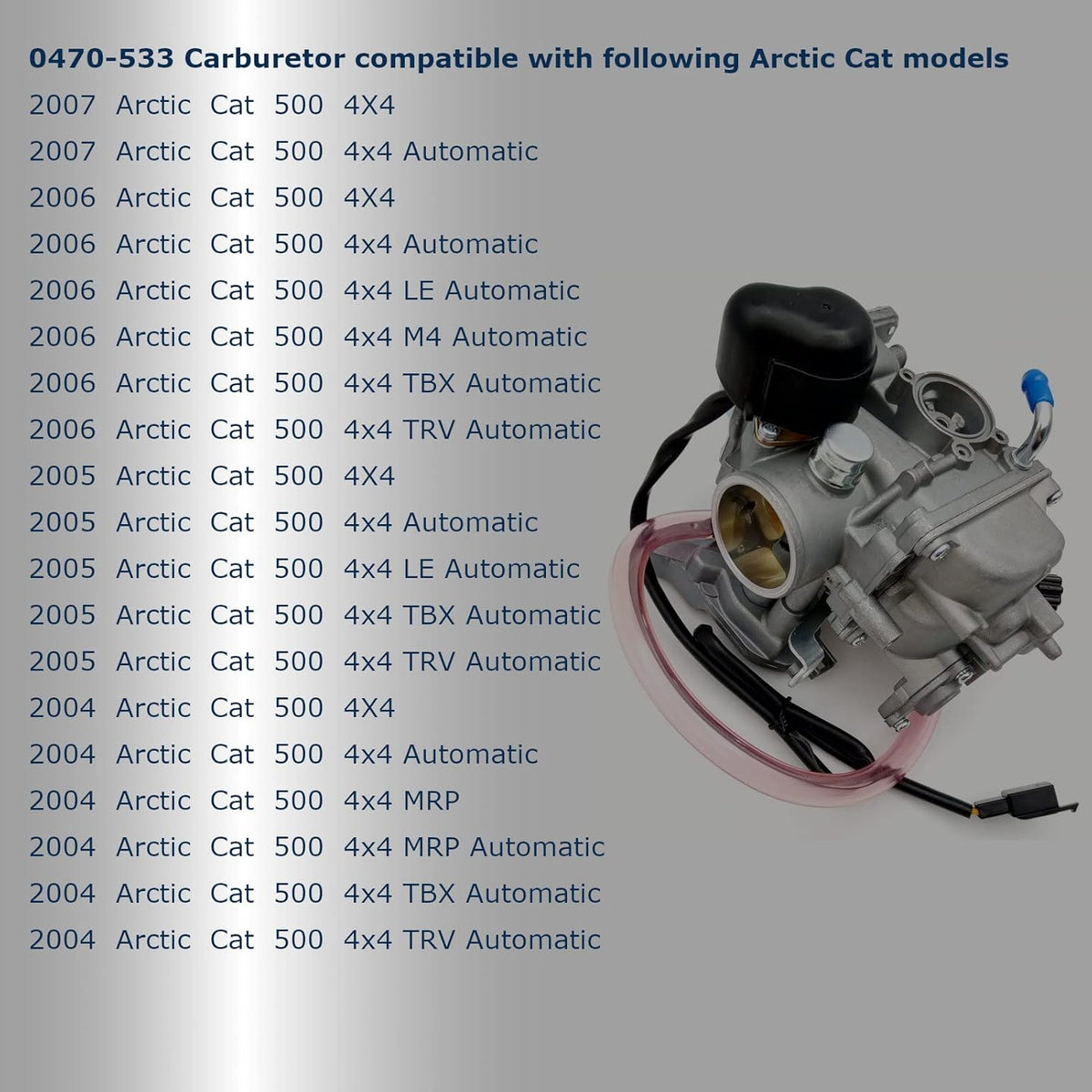 Carburetor Compatible with Arctic Cat 500cc ATV 4X4 2004 2005 2006 2007 Pack of 2 W72546