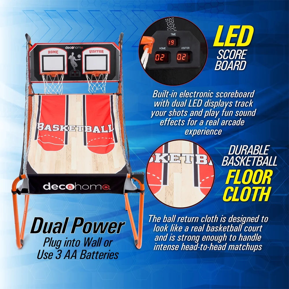 Arcade Basketball Game, Indoor 1-4 Player, LED Scoreboard, 8 Game Modes, 5 Balls S1847
