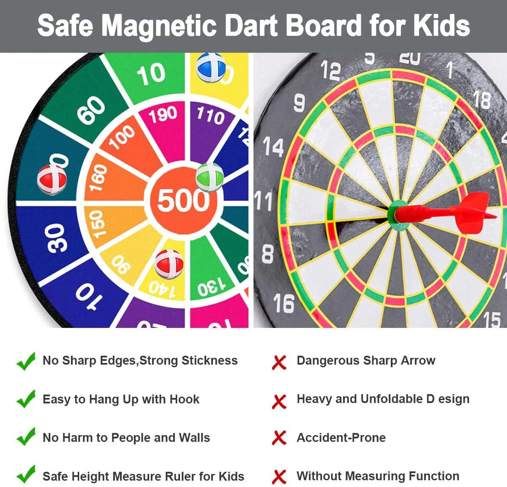 Kids Double-Sided Dartboard Set with 16 Sticky Balls, 28.3 Inches Y237582
