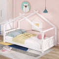 Twin Size White Wood House Bed I2451