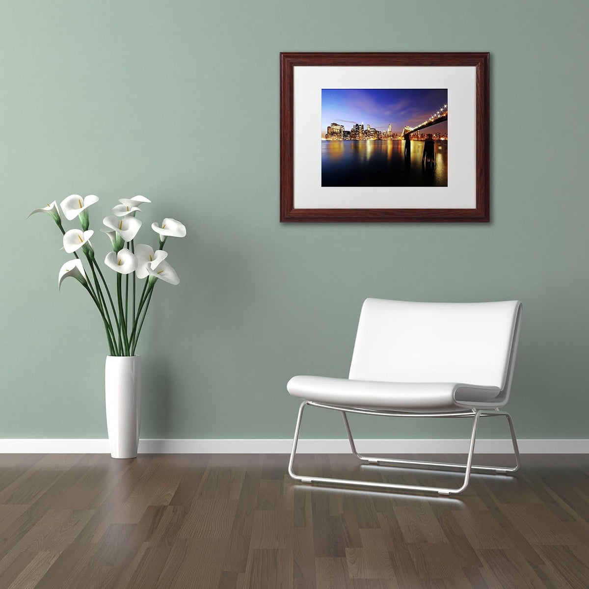 16 by 20-Inch White Matte Wood Frame Artwork E6457