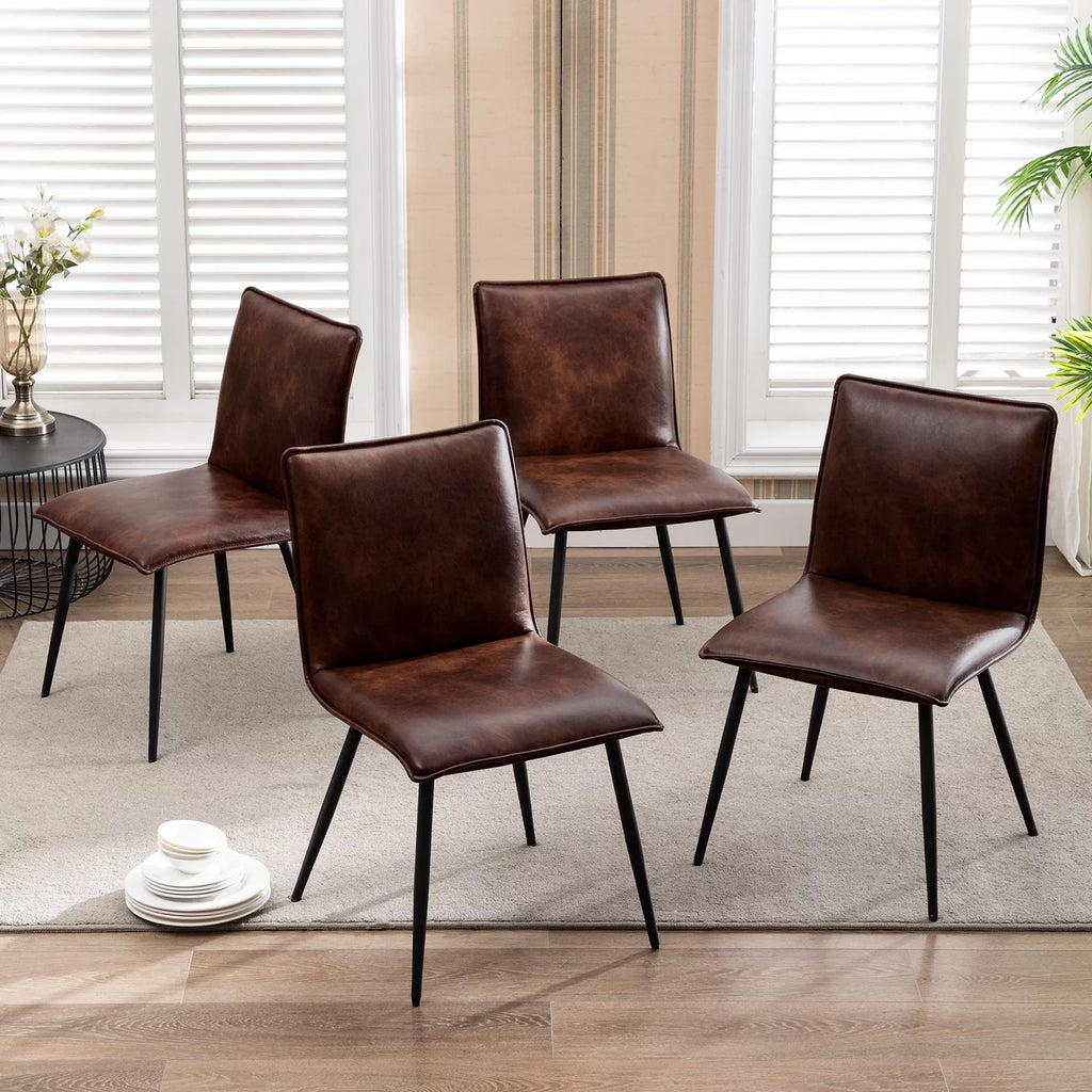 Faux Leather Dining Chairs Set of 4 with Black Metal Legs S2785