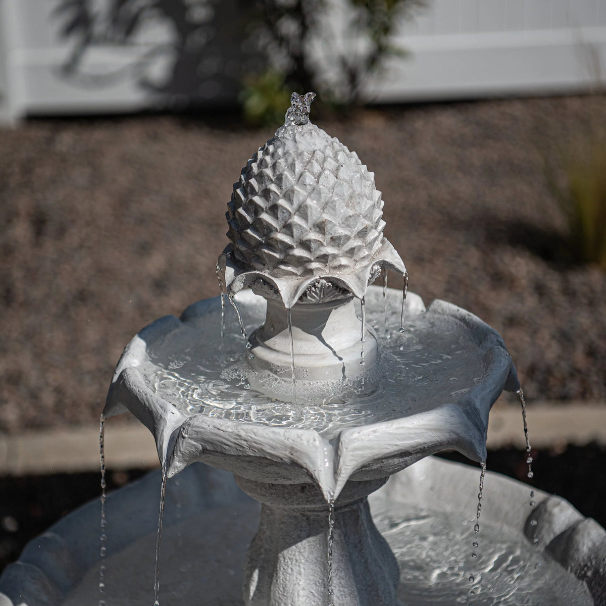 White 2-Tier Solar Water Fountain G661