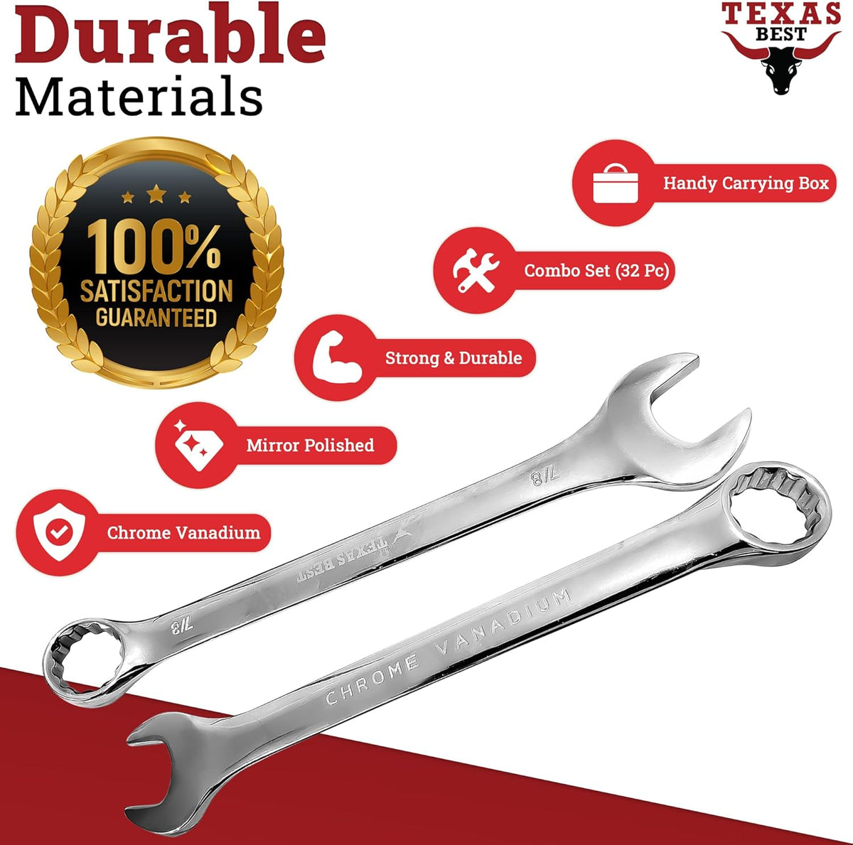 32 Pc Chrome Vanadium Steel Combination Wrench Set H847