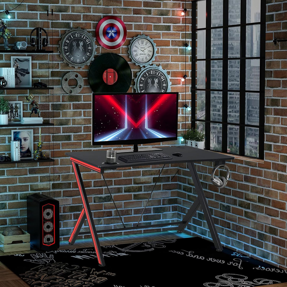 47 inch Gaming Computer Desk with Cup Holder L384