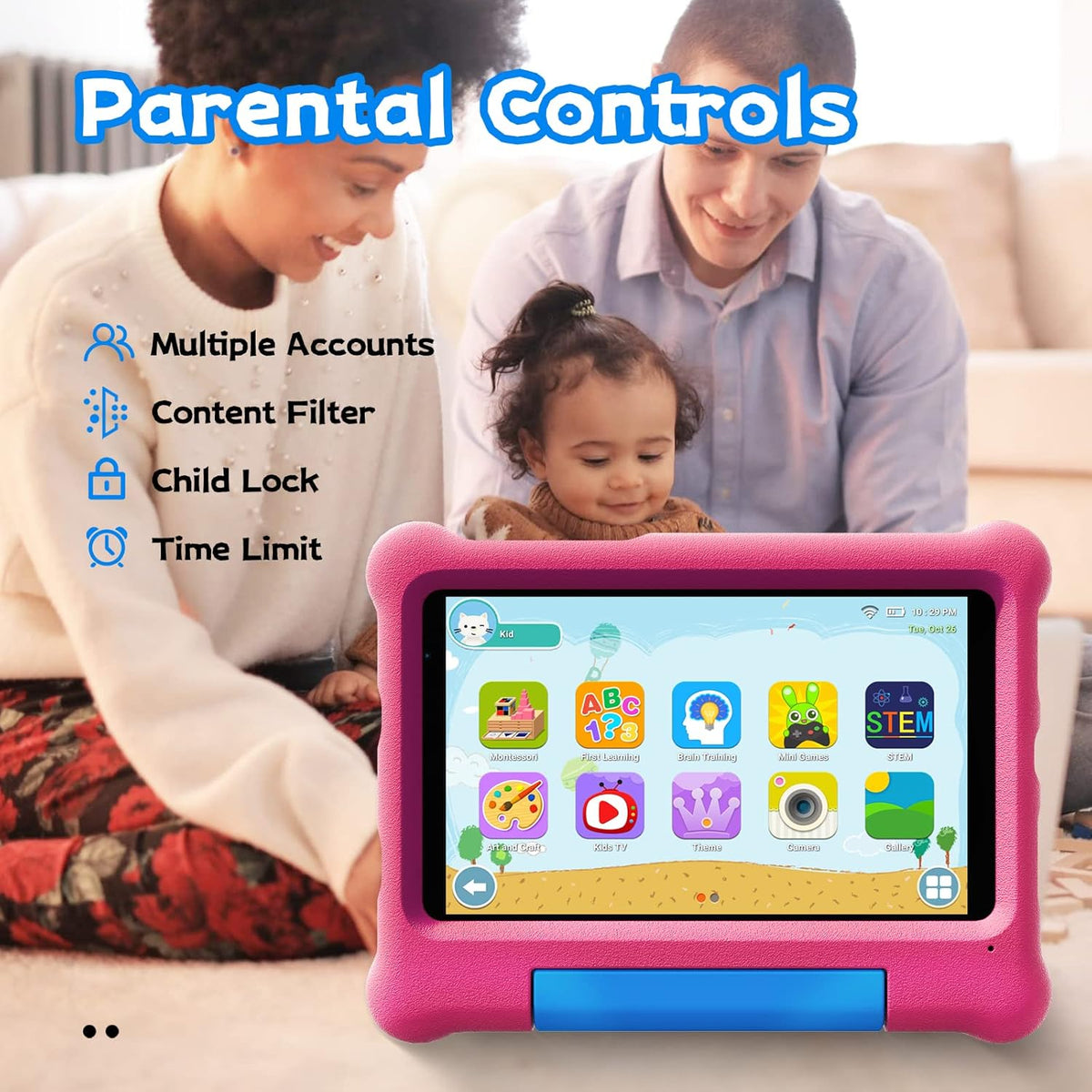 Pink Kids Tablet with Kid-Proof Case Y5855