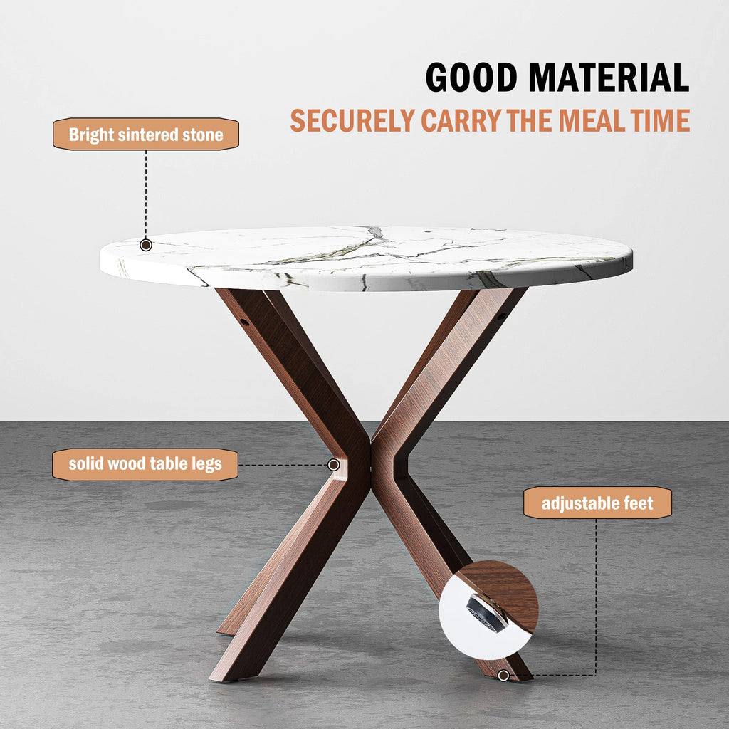 39.4" Round Wood Dining Table with Steel Legs Y4373