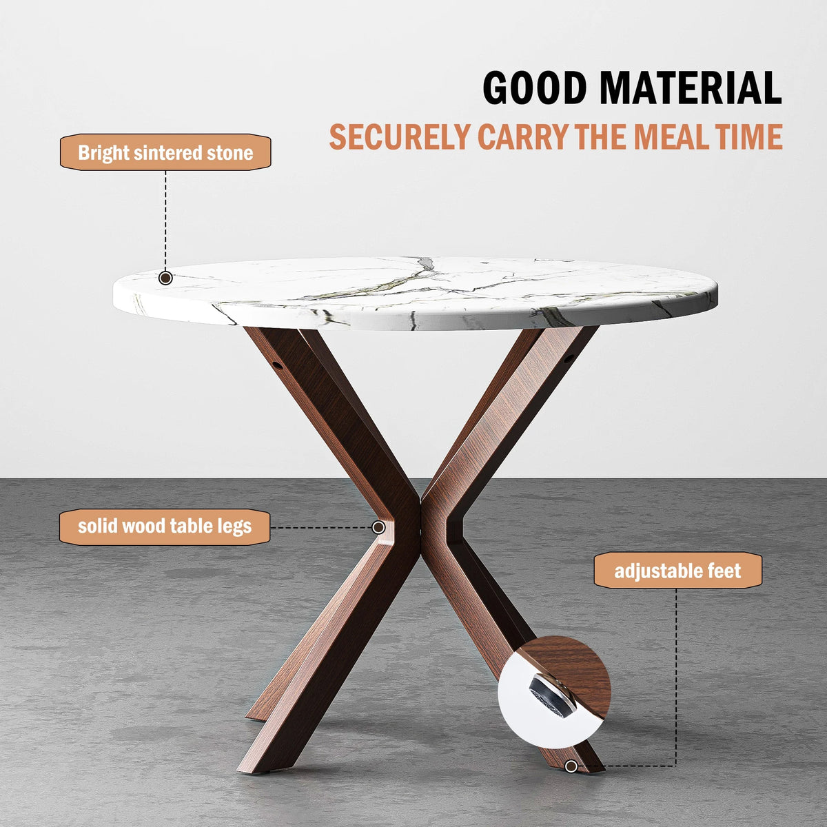 39.4" Round Wood Dining Table with Steel Legs Y4373