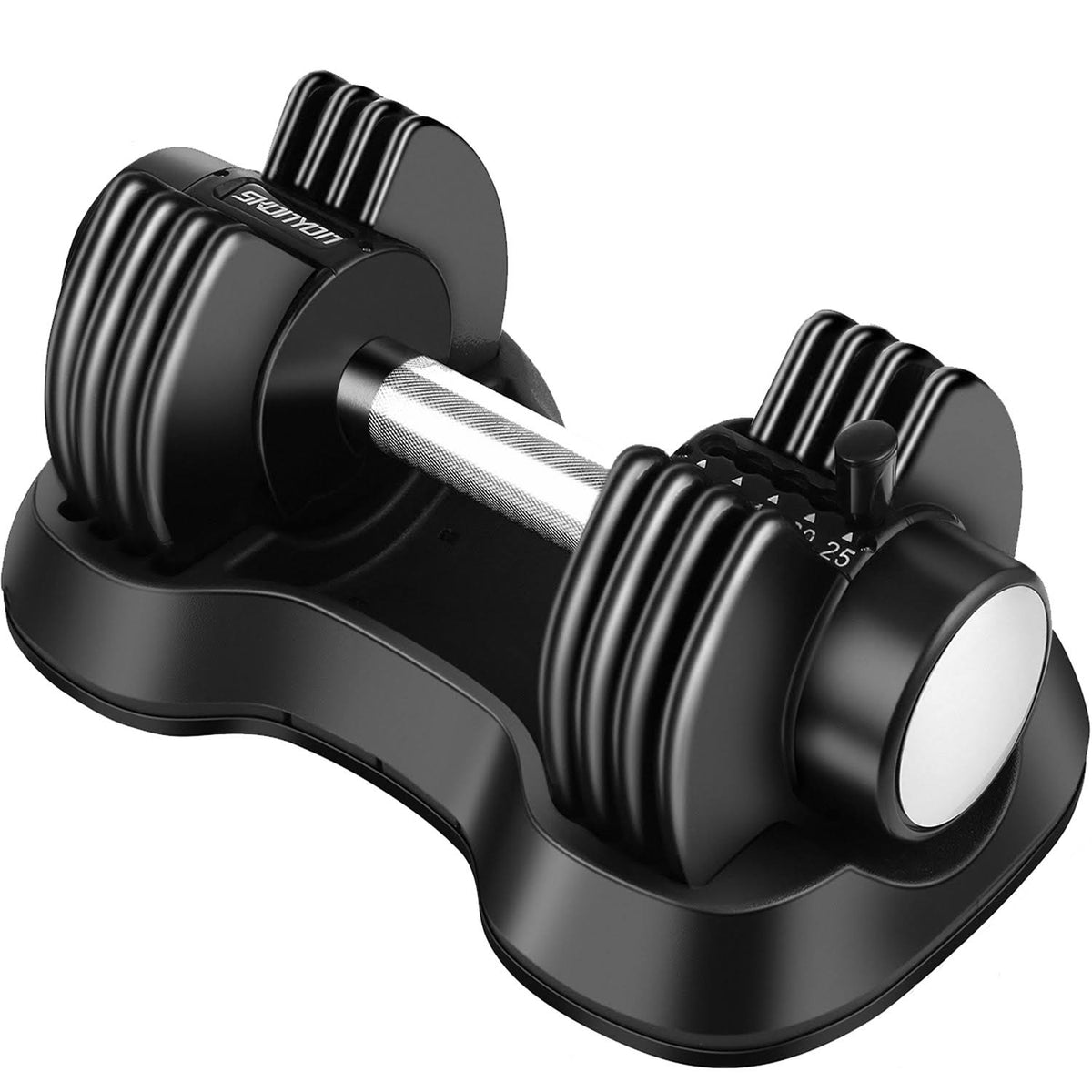 Adjustable Dumbbell Barbell 25 lbs Weight with Handle and Weight Plate, Single, Black M6600