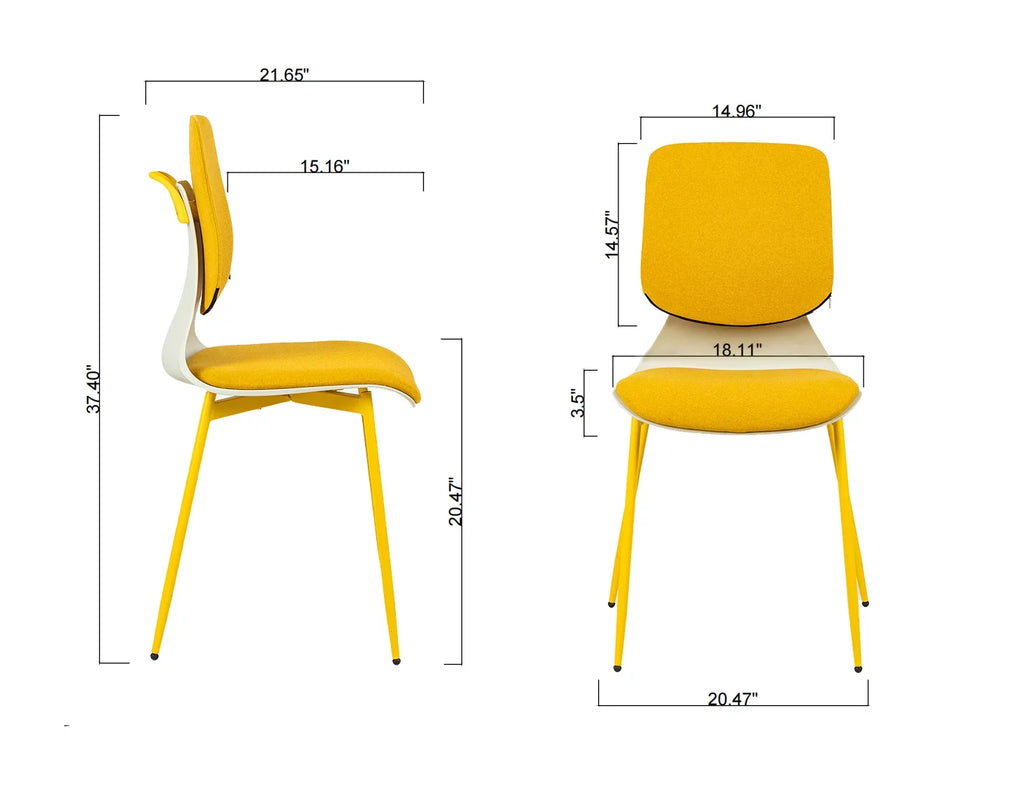 Blue Upholstered Dining Chair with Iron Legs Set of 2 T745758