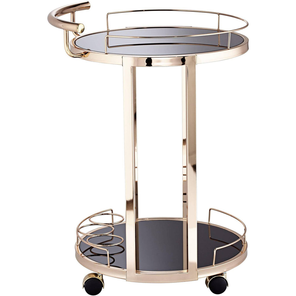 Round Black Glass Serving Cart M261