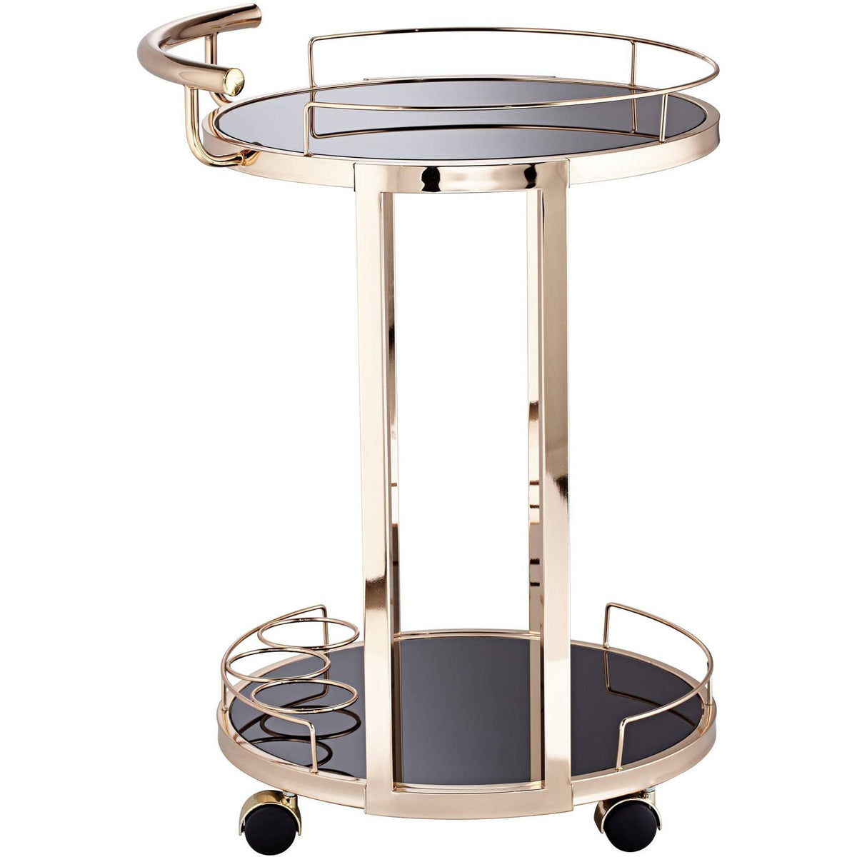 Round Black Glass Serving Cart M261
