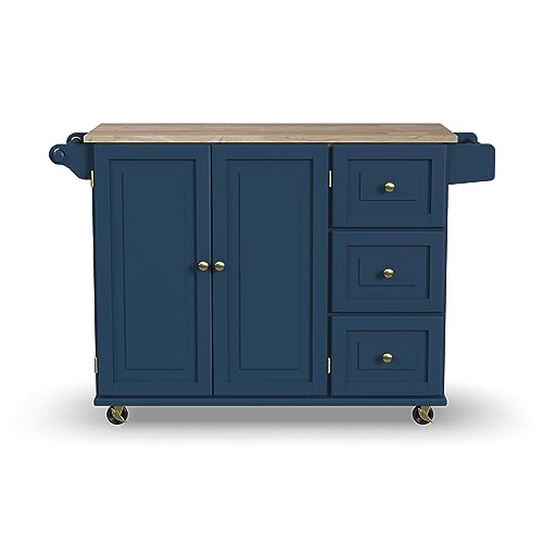Off-White Mobile Kitchen Island Cart with Drop Leaf Breakfast Bar K90774