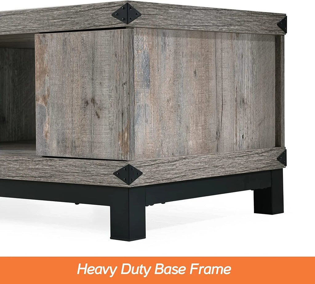 Grey Wood Coffee Table with Drawers and Shelves T3951