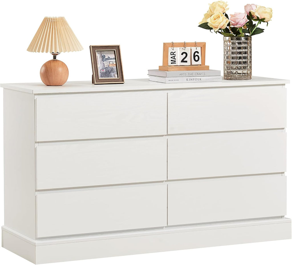 White 6 Drawer Wood Dresser O199
