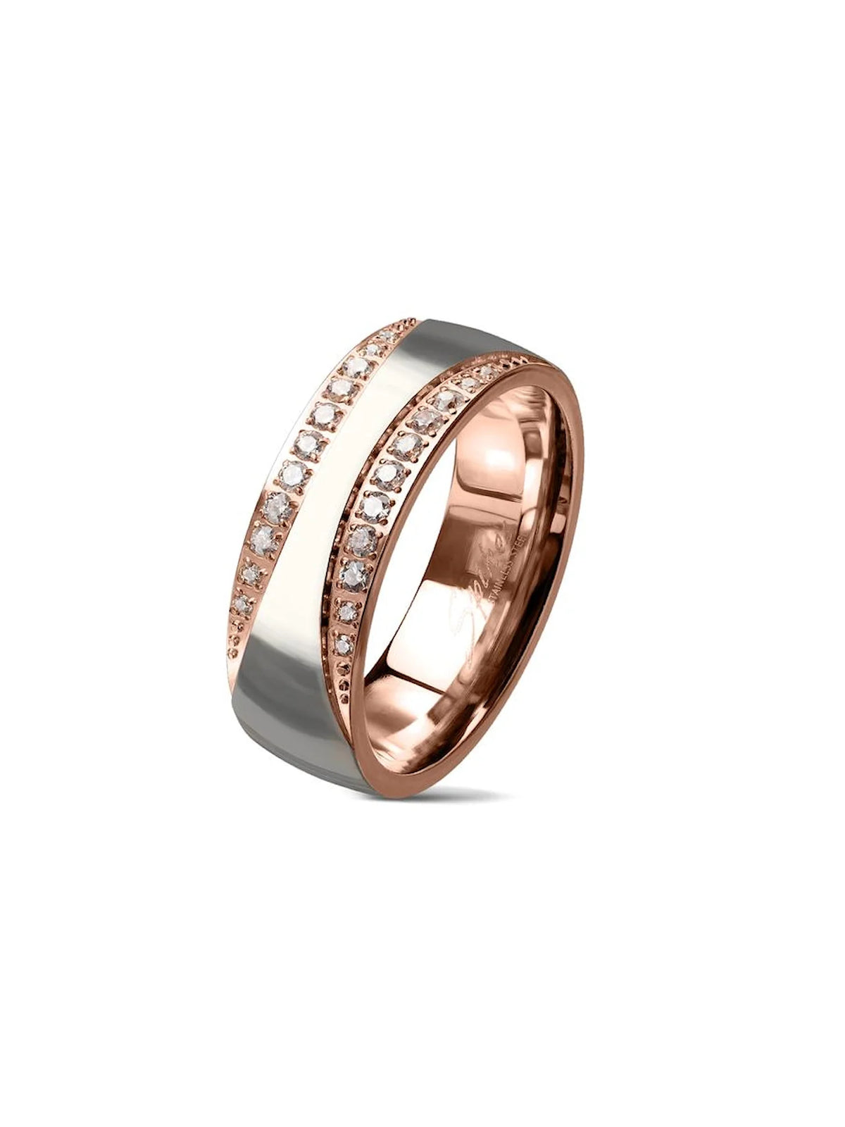 Rose Gold Halo Cz Wedding Ring Set T58375