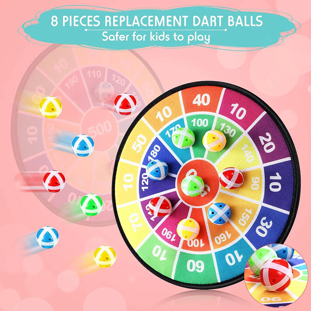 Kids Double-Sided Dartboard Set with 16 Sticky Balls, 28.3 Inches Y237582