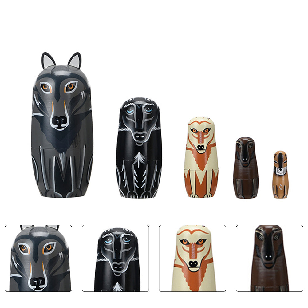 5Pcs Russian Matryoshka Doll Toy Nesting Doll Handmade Craft Q4023