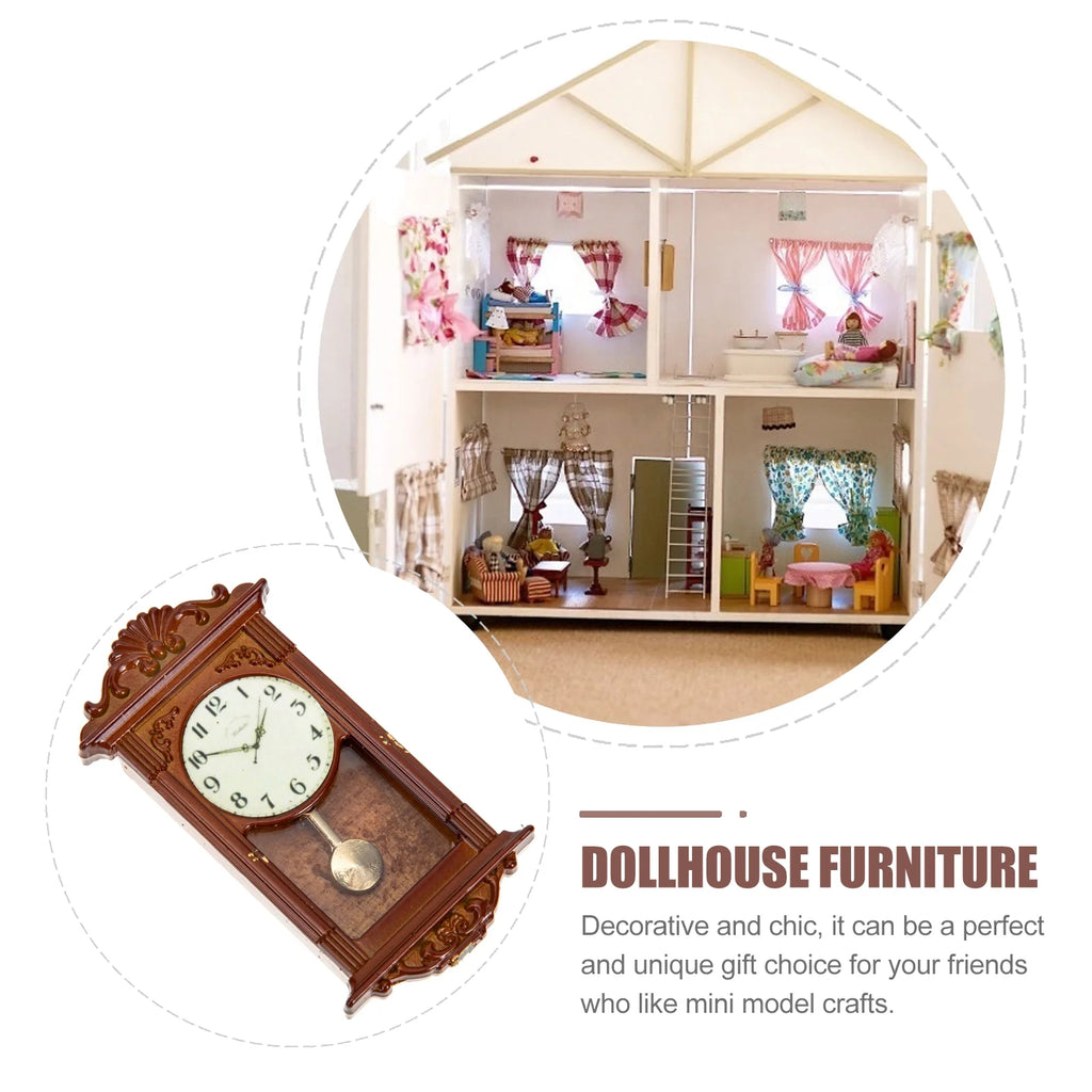 Metal Dollhouse Hanging Clock Toy Doll Furniture R799