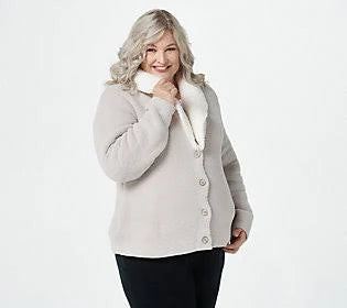 Slvr/Perl/Solid Shearling Cardi H502000