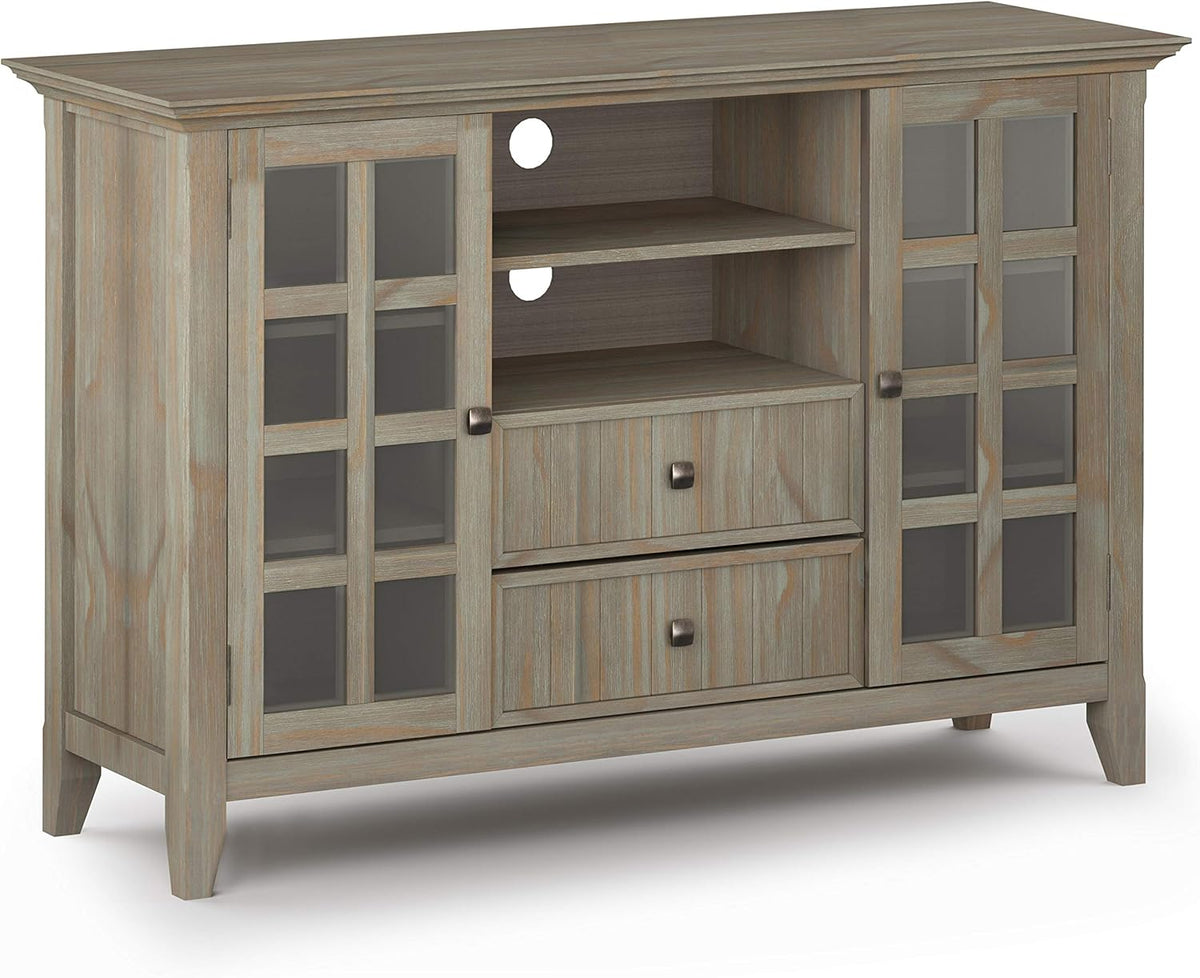 Black Solid Wood TV Media Stand with Storage Shelves and Cabinets V86462