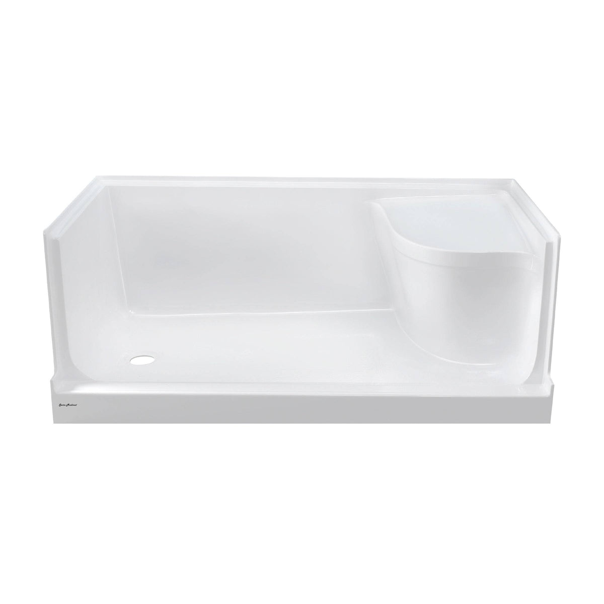 Gray Single Threshold Shower Base with Left Hand Drain and Integral Right Hand Seat S75805