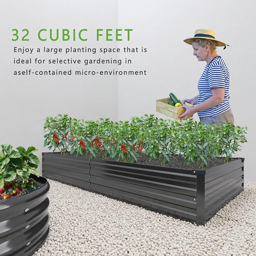 2PCS 12x4x1FT Galvanized Raised Garden Bed Kit C8587