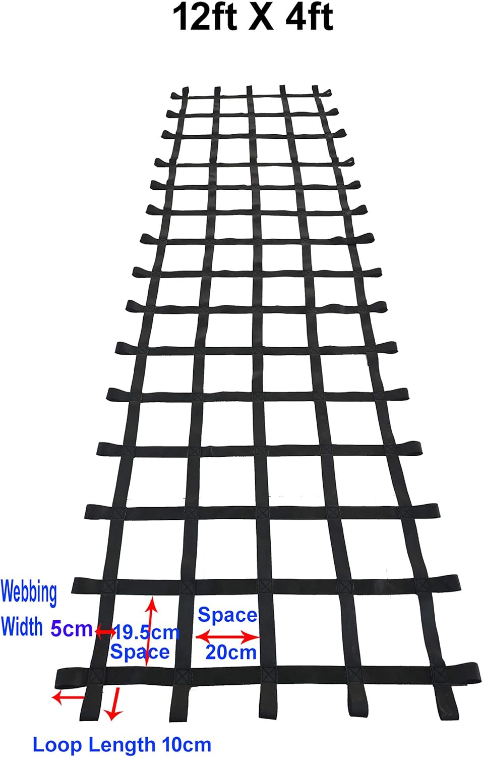 Climbing Cargo Net Black 12 ft x 4 ft J88873