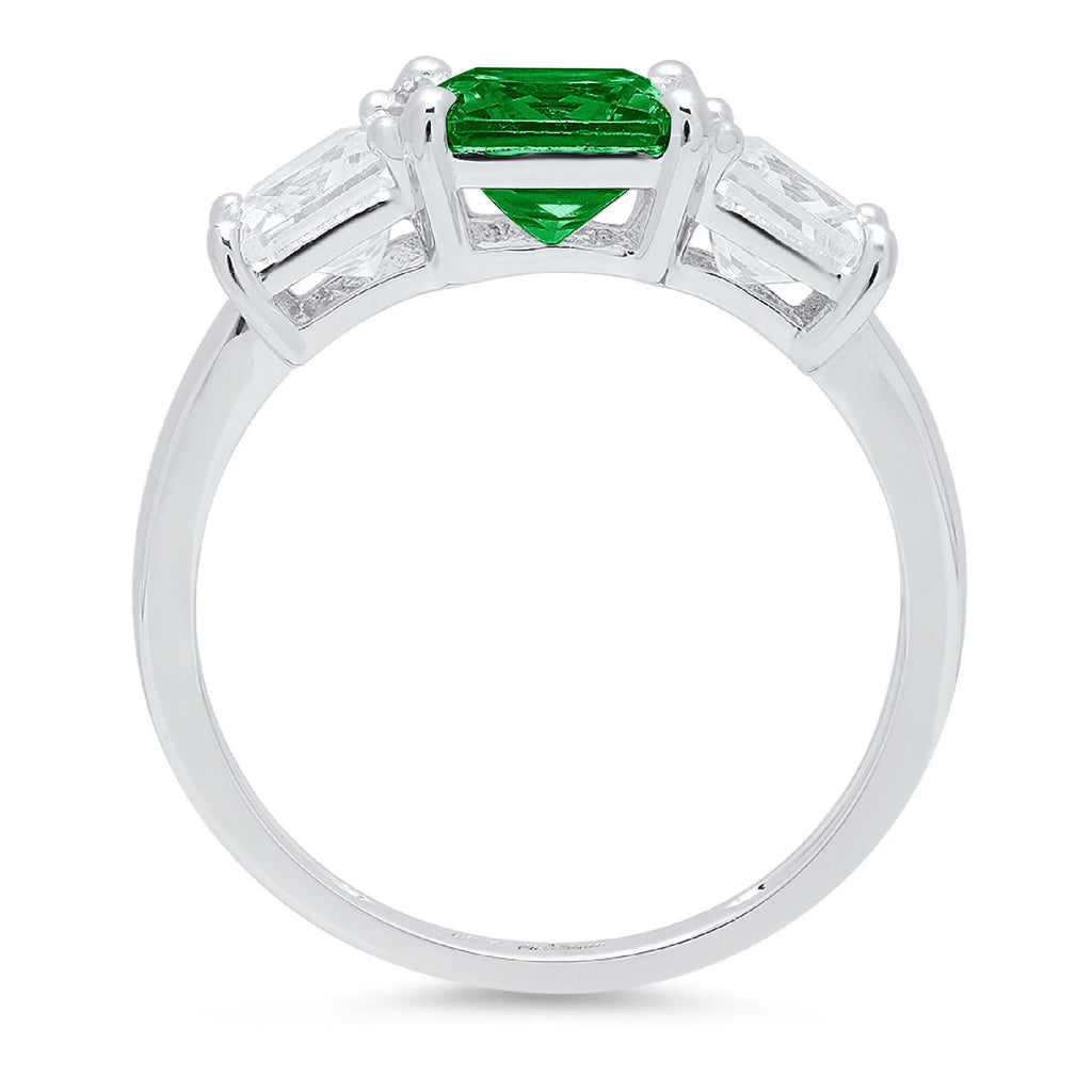 18K White Gold Three-Stone Ring SZ 7.75 M2996
