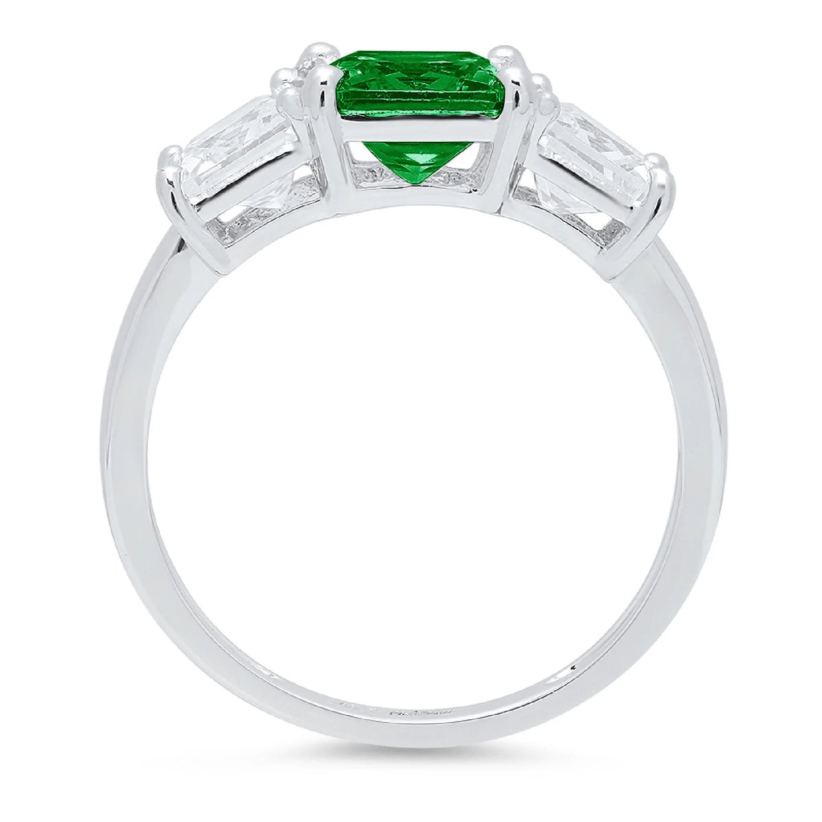 18K White Gold Three-Stone Ring SZ 7.75 M2996