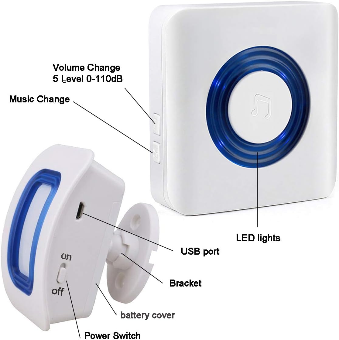 Wireless Motion Sensor Alert Room Bed Alarm with 3 Receiver and 2 Monitor Motion M549607