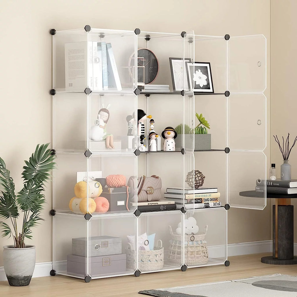 12 Cube Plastic Storage Organizer with Doors B72149