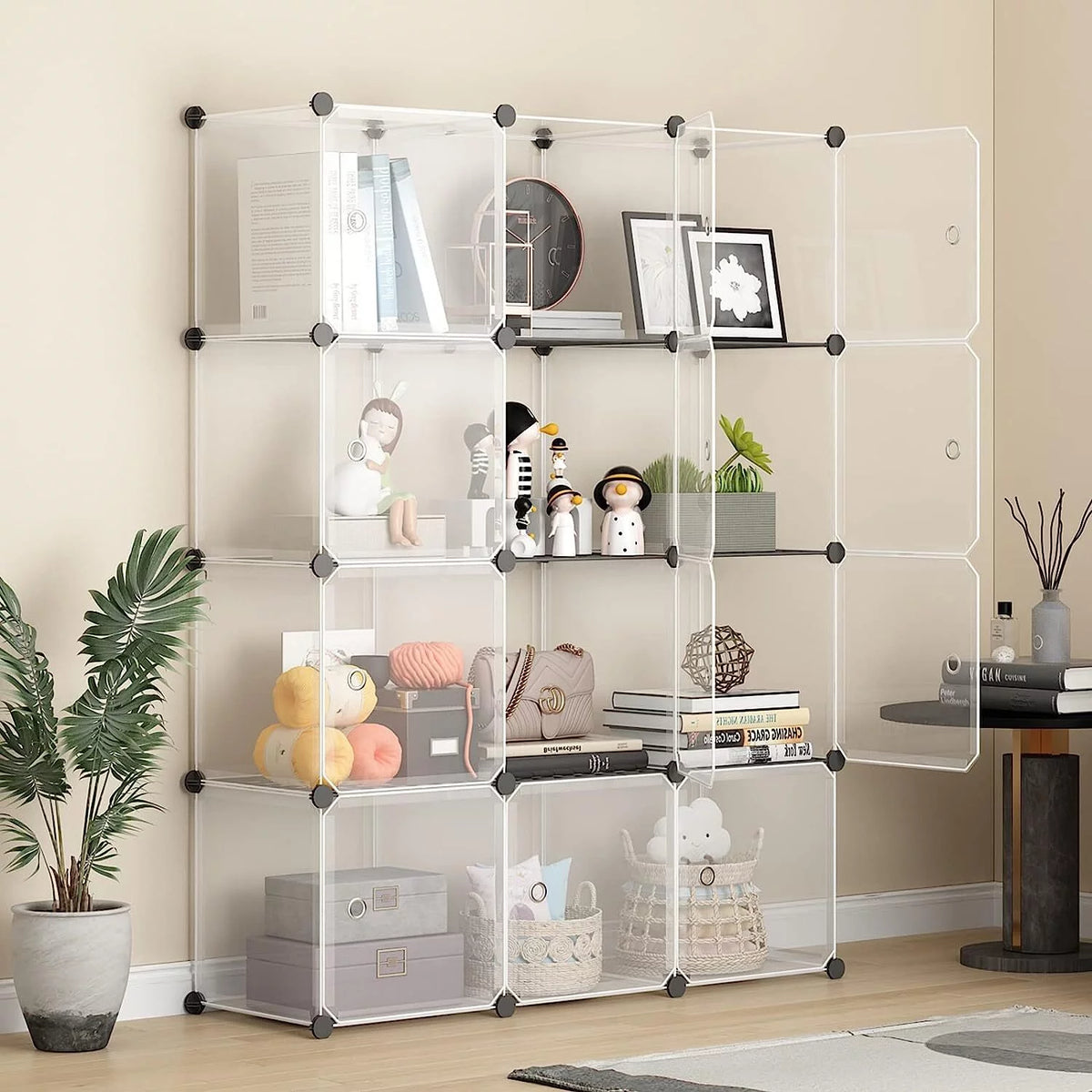 12 Cube Plastic Storage Organizer with Doors B72149