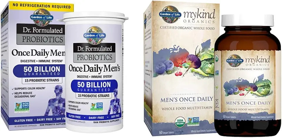 Probiotics for Men, 30 Capsules & Multivitamin for Men, 60 Count J1663