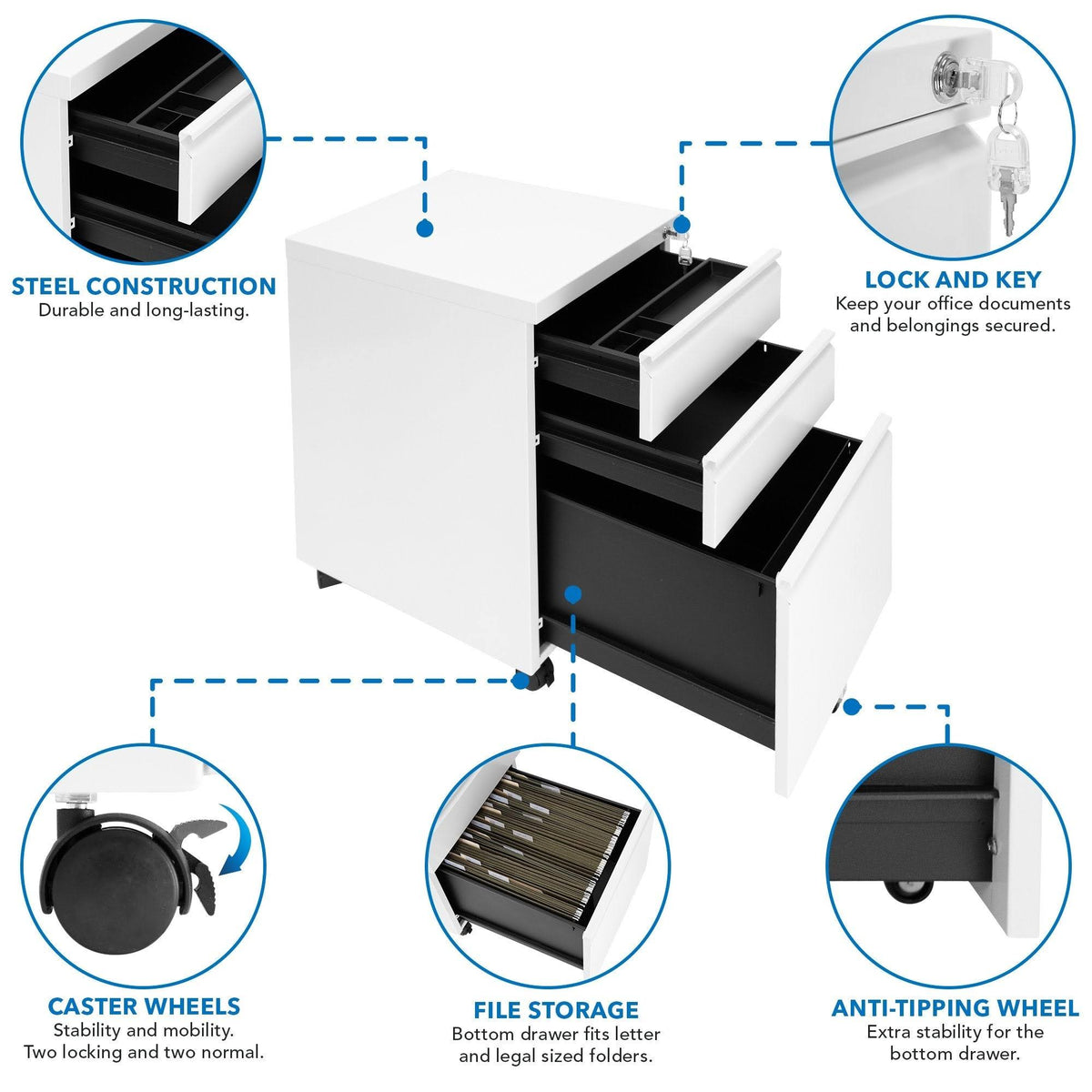 Rolling Three Drawer Cabinet U520473