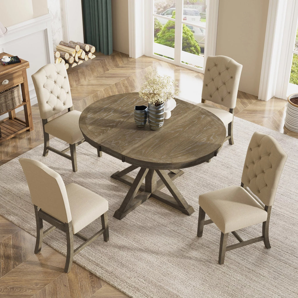 5 Piece Dining Table Set with 4 Upholstered Chairs B1073