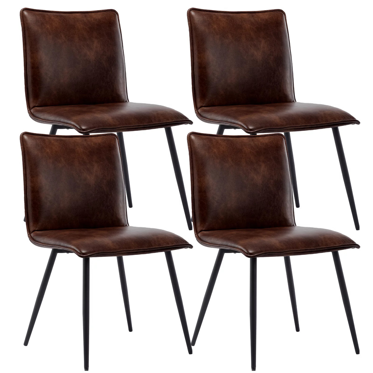 Faux Leather Dining Chairs Set of 4 with Black Metal Legs S2785