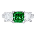 18K White Gold Three-Stone Ring SZ 7.75 M2996