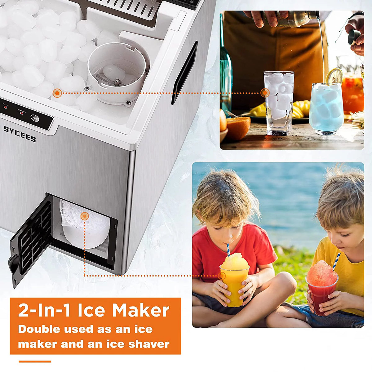 2-in-1 Countertop Ice Maker Machine & Ice Shaver G334062