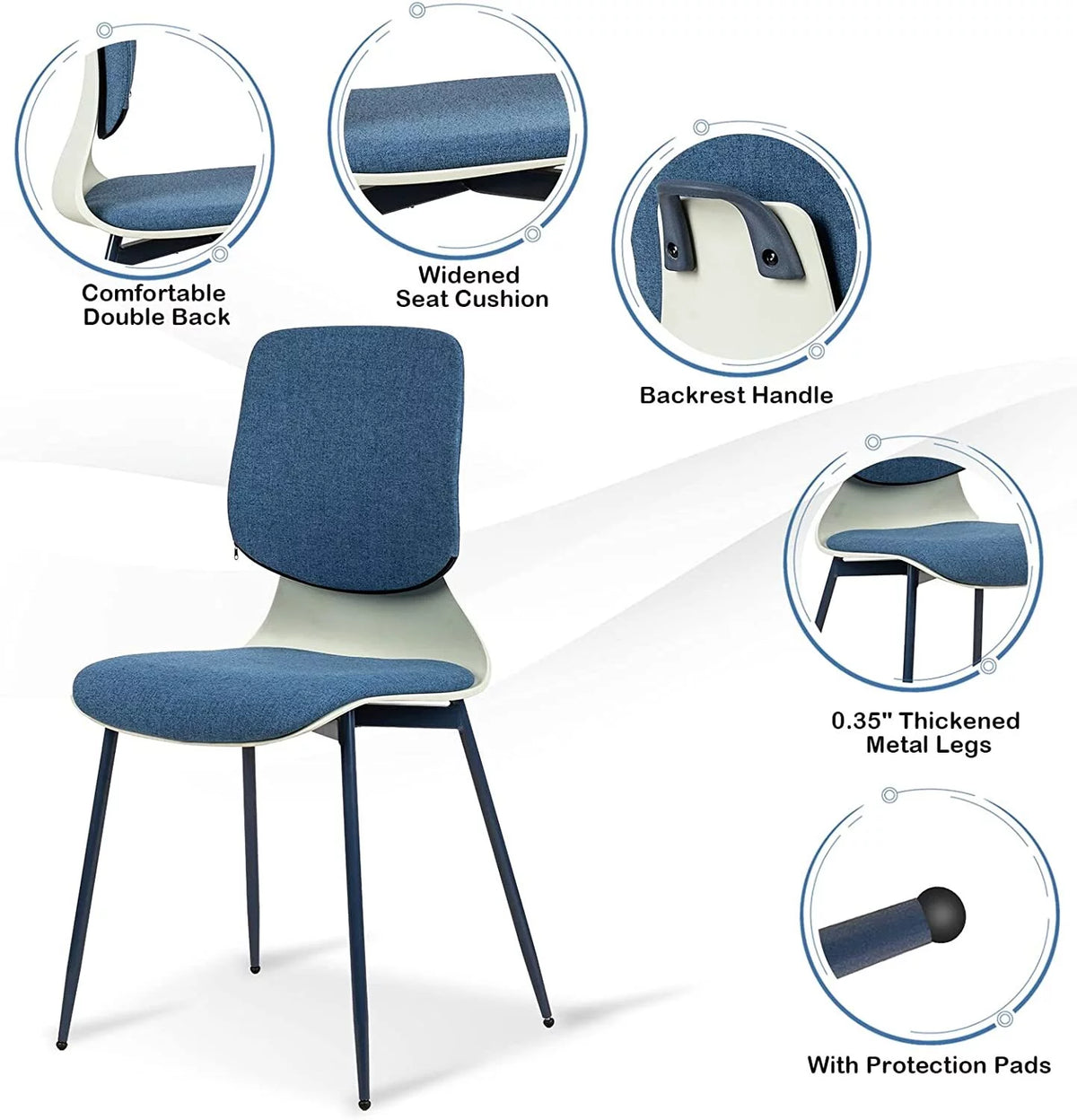 Blue Upholstered Dining Chair with Iron Legs Set of 2 T745758