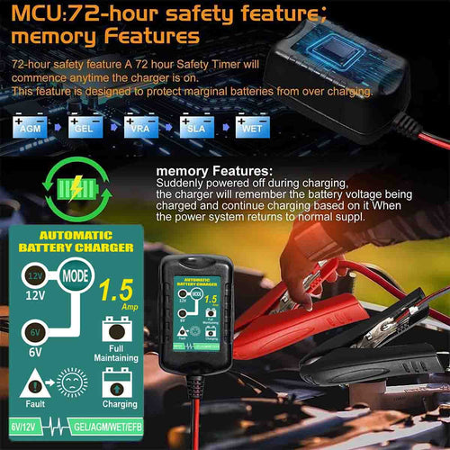 12V 6V 800mA Automatic Battery Charger J15948